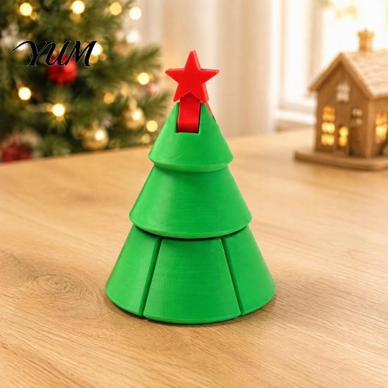 Creative Stocking Stuffers Christmas Tree Fidget Toy, 3D Printed Flexible Sensory Decompression Transformation Interactive Gifts Figurine for