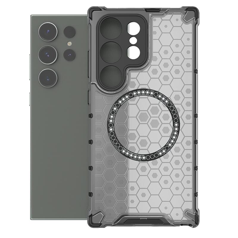 Magnetic Wireless Charging Armor Airbag Case For Samsung Galaxy S23 S24 Plus Ultra FE A35 A55 5G PC TPU Rubber Shockproof Cover