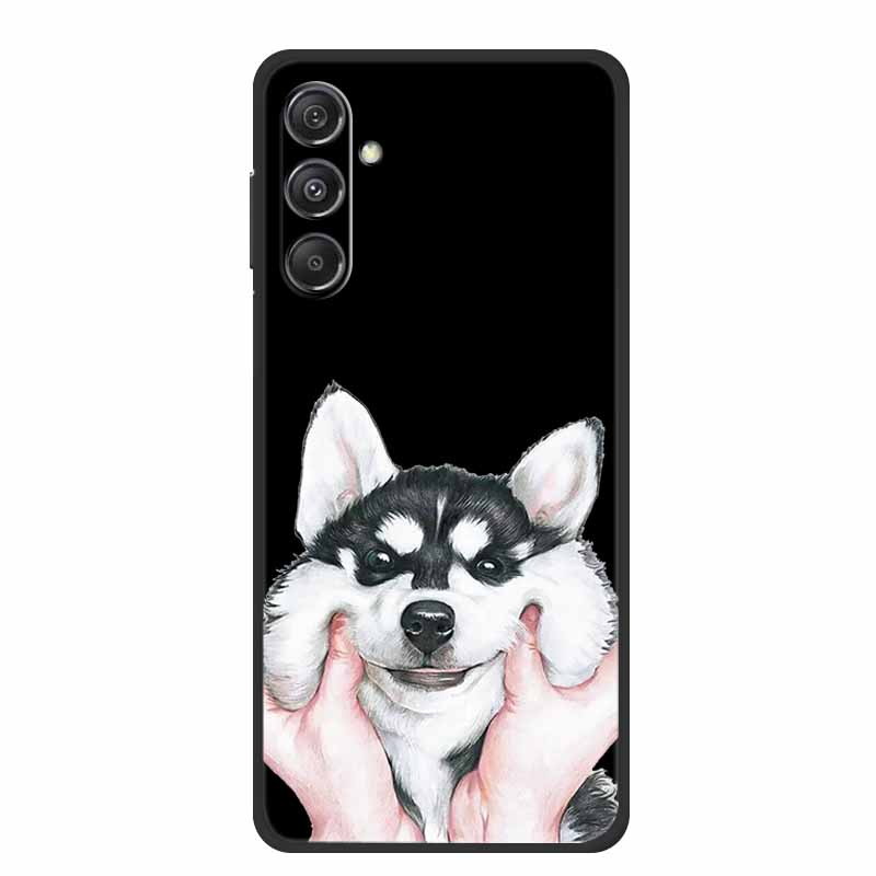 For Samsung Galaxy M36 A17 5G Case Flower Black Silicone Soft Back Cover For Samsung Galaxy S25 FE Plus Phone Case Coque Cartoon