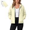 Wasserdichte Winddichte Kapuzenjacke für Damen, Leichter Reißverschluss-Regenmantel für Draußen mit Verstellbarem Kordelzug und Taschen für Reisen und Wandern