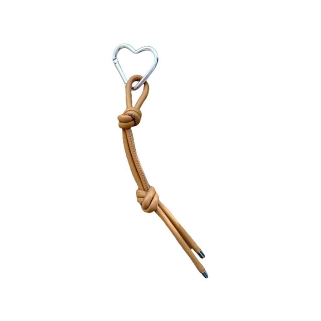 Romantic Heart Shaped Keychain Lightweight PU Leather Cord Alloy Charm Bag Decoration for Couples Friend Gift