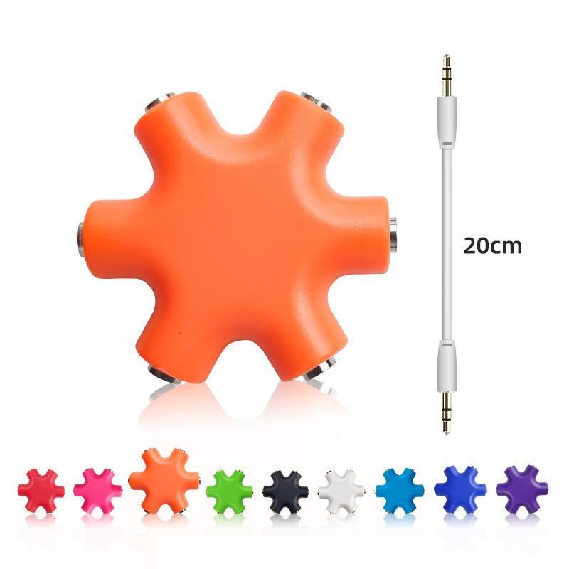 6 Ports Headphones Aux Splitter 6 In 1 Smart Accessories Audio Aux Cable Splitter 3.5mm 1 Male To 5 Female Jack Share Adapter