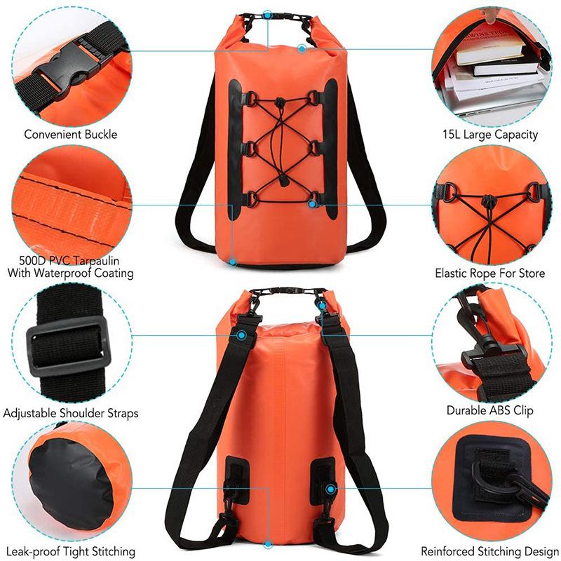 Lightweight Waterproof Dry Bag Backpack Single Shoulder Floating Design for Big Size Travel Surfing Dry Storage