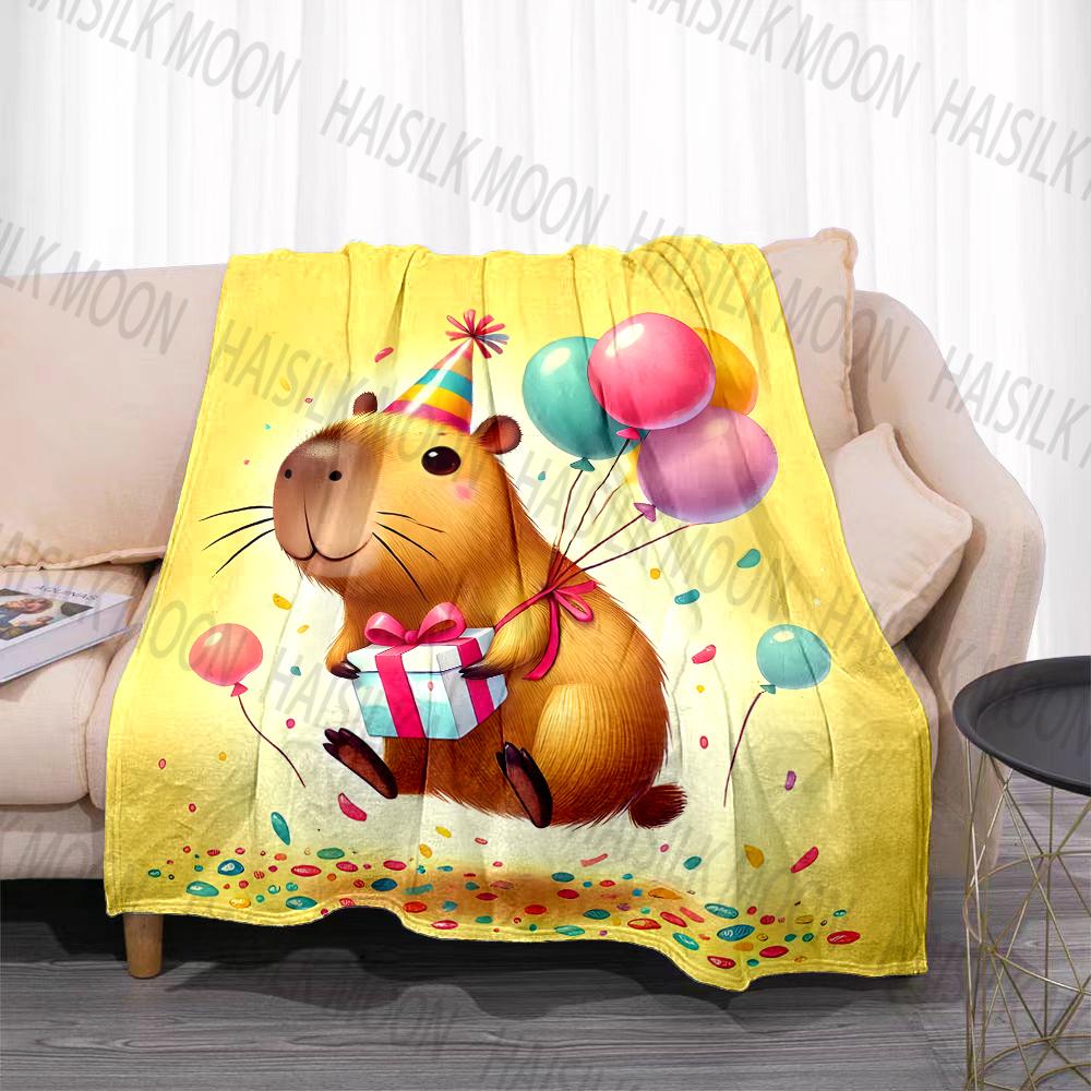 1 Stück Cartoon Cabypara Aufdruck Decke Warm Weich und Bequem Heim Reise Decke Büro Sofa Feiertagsgeschenke für Erwachsene Kinder