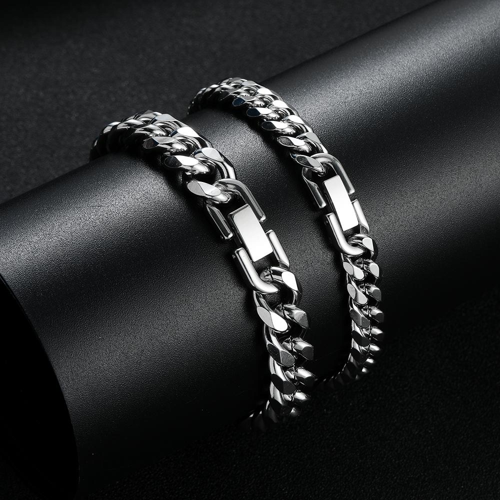 Width 8/10MM 316L Titanium Steel Cuban Chain Bracelet Fashion Men s Stainless Steel Link Bracelet Father Boyfriend Gift 18cm