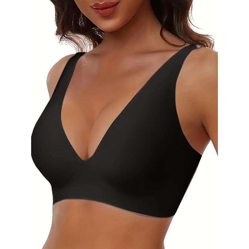 Nahtloser kabelloser BH Deep V Bequemer gepolsterter T-Shirt-BH Unsichtbar für den täglichen Gebrauch für Damen