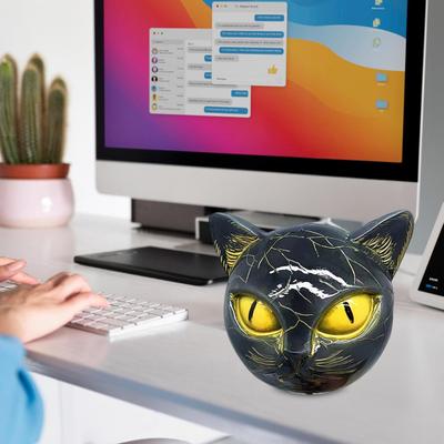 Statuetta Testa di Gatto Gatto Nero Pietra Intagliata a Mano Pietra Curativa Ornamento Gatto in Resina Regalo Ricordo per Donne Uomini Amanti dei Gatti