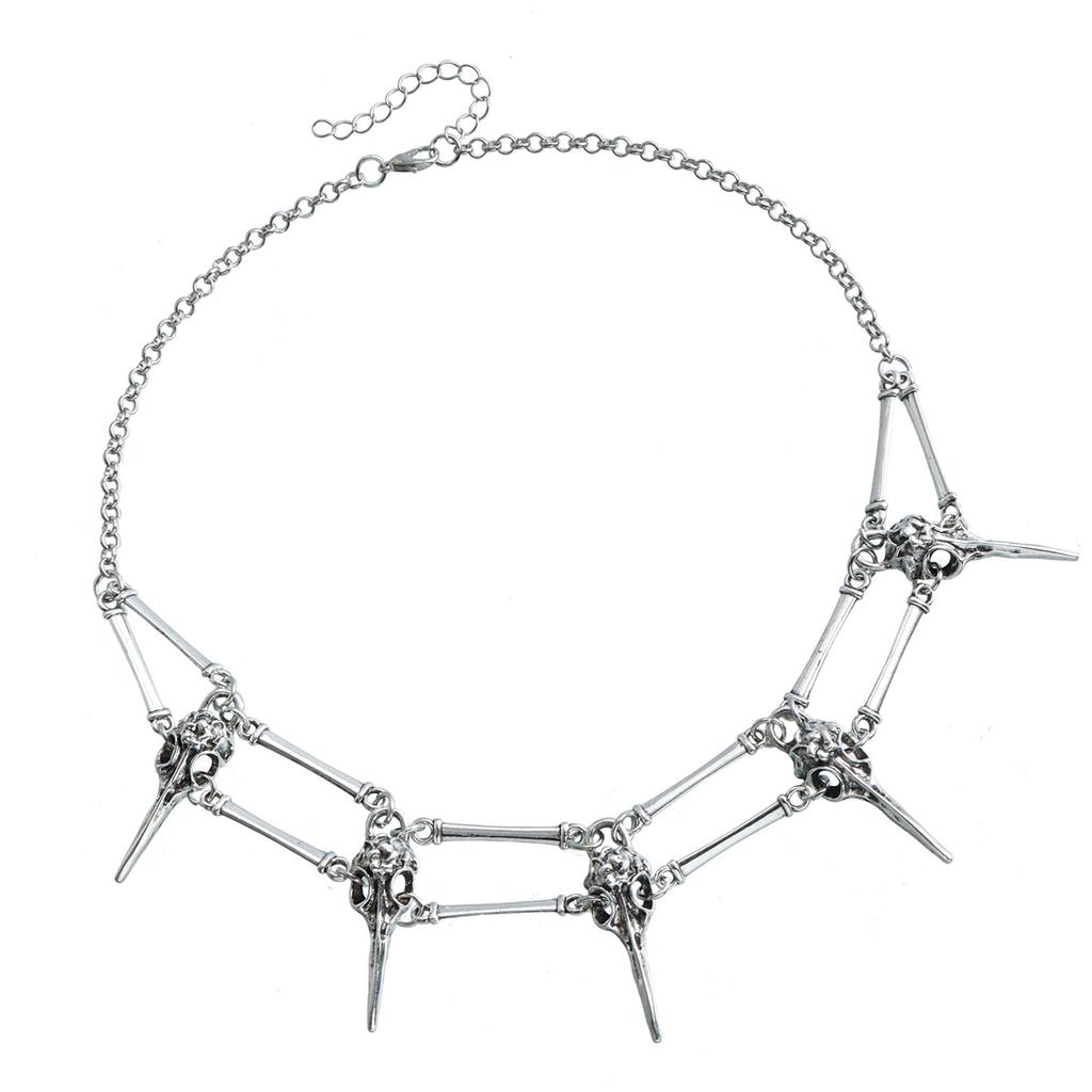 Alloy Gothic Bird Skull Necklace Exquisite Pendant Necklace Alloy Texture for Individualistic and Artistic Expression