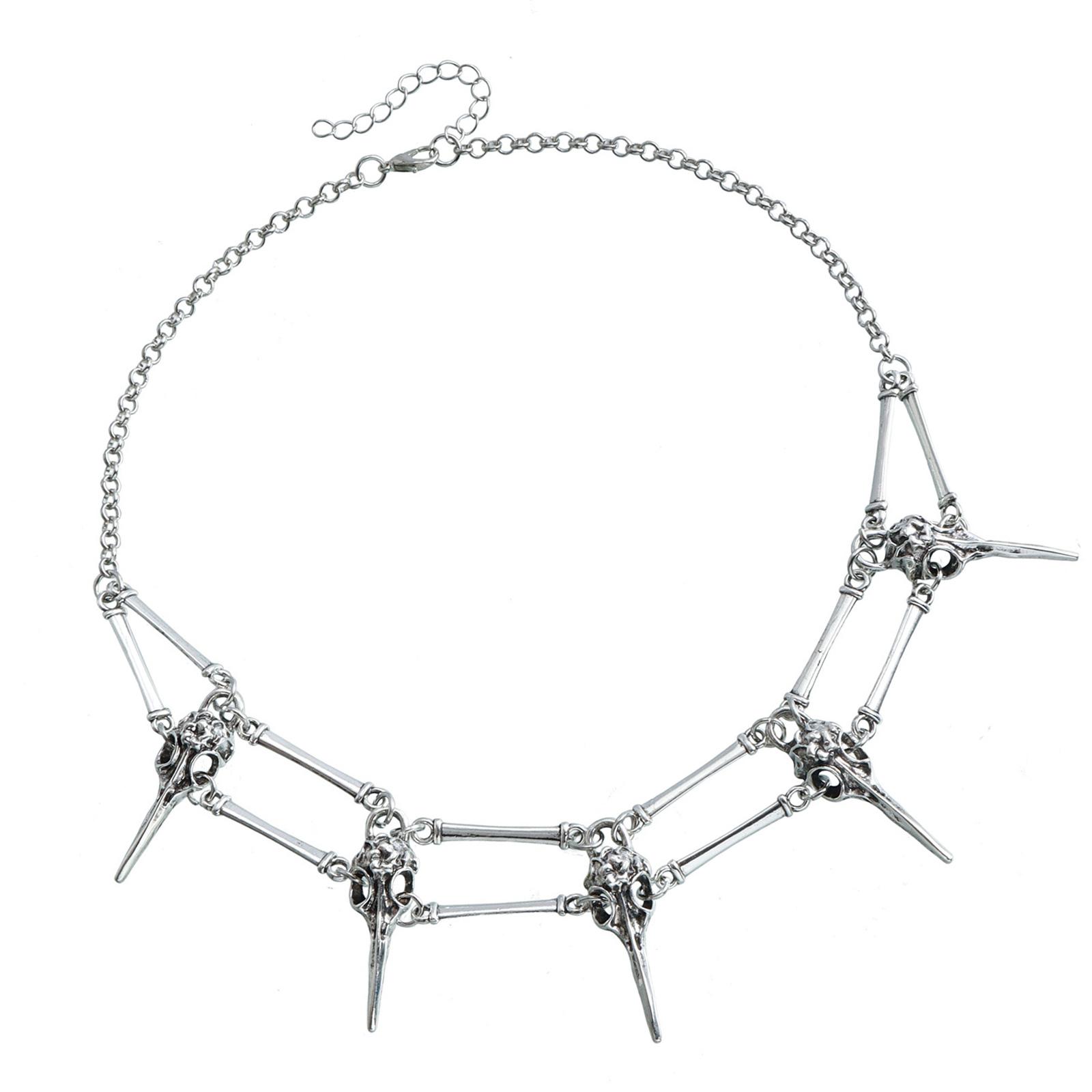 

Ожерелье в ретро-стиле Готическое ожерелье Ожерелье с подвеской в виде птичьего черепа Текстура сплава Идеально для вечеринок и повседневной носки