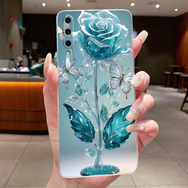 For Honor Play 3 ASK-AL00x Casing Clear Luxury Fashion Butterfly Flowers Soft TPU Silicone Cover Bumper Honor Play3 Phone Case