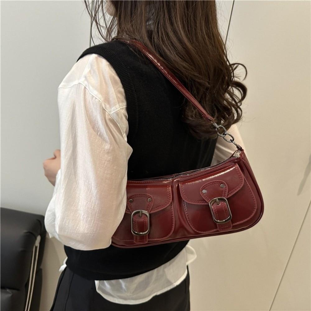 

Y2k Women s Armpit Bag Vintage Zipper Handbag Chic Pu Leather Shoulder Bag Female белый