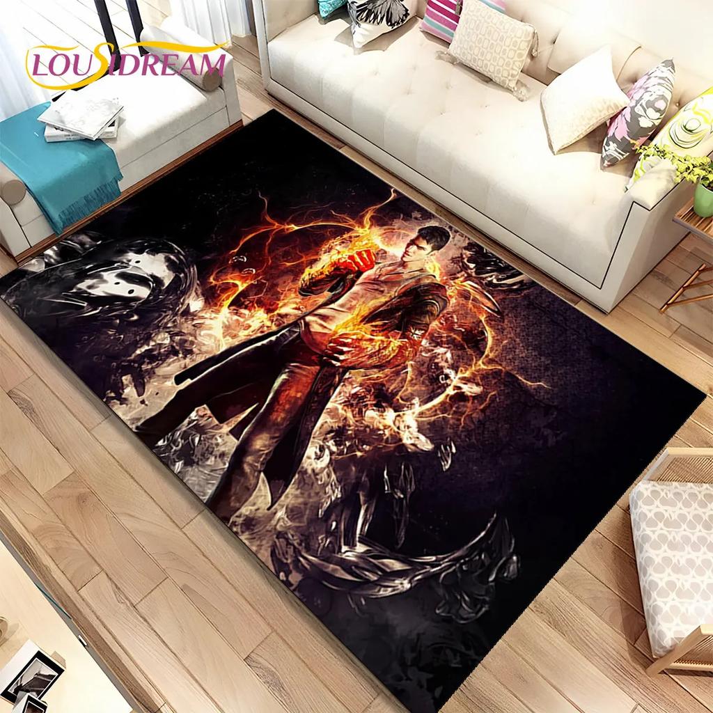 Tapis de jeu 3D HD D-Devil May Cry DMC, Tapis de sol pour salon, chambre à coucher, canapé, paillasson décoratif, tapis de sol antidérapant pour enfants