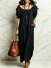 Women Off Shoulder Ruffle Tie Waist Bubble Sleeve Midi Dress