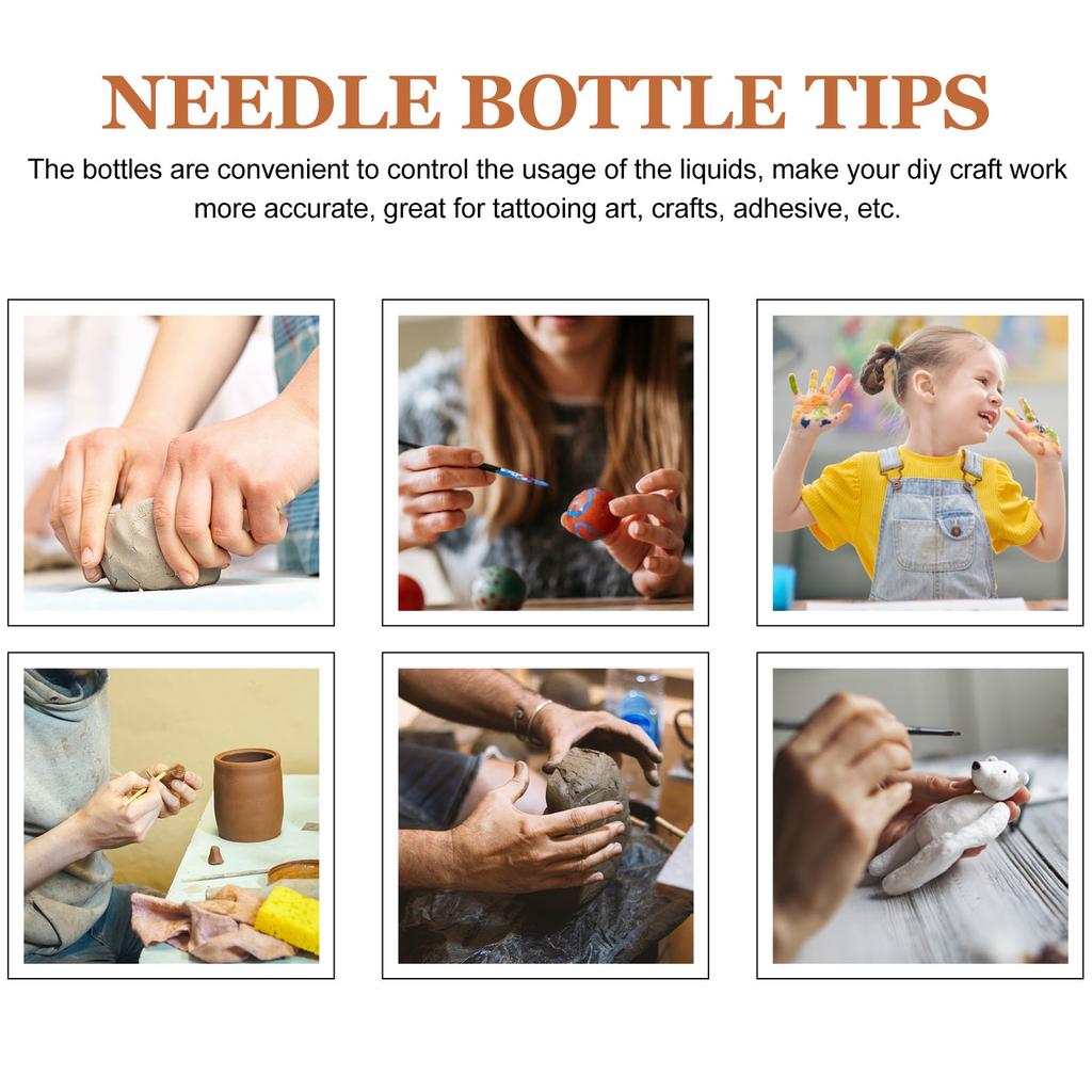 5 Pcs Precision Pointed Squeeze Bottles Fine Tip Pottery Glaze Needle Applicator White Plastic Underglazing Tools Clay Modeling