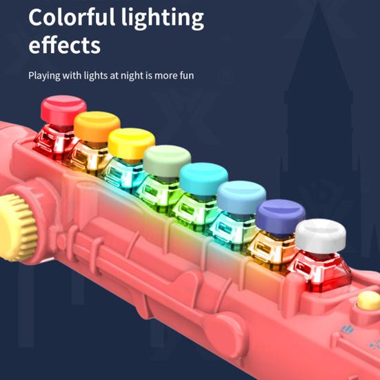 Giocattolo elettrico per sassofono con effetti di luce, 8 scale musicali e pulsanti funzionali, giocattolo per tromba per bambini, strumenti musicali per bambini, sassofono precoce