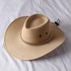 Western Cowboy Hat Vintage Wide Brim, Sun Protection Outdoor Hat for Riding Camping Hiking, Solid Color Jazz Basin Hat