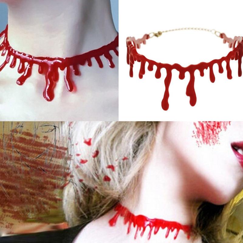 Collar de Sangre de Halloween Gargantillas para Mujer Collares Decoración DIY Fiesta de Halloween Accesorios de Terror Juguete para Niños Regalo Casa Encantada