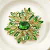 Multicolor Rhinestone Flower Brooch Shiny Crystals Gold Plated Frame For Wedding Party Formal Outfit Accessories