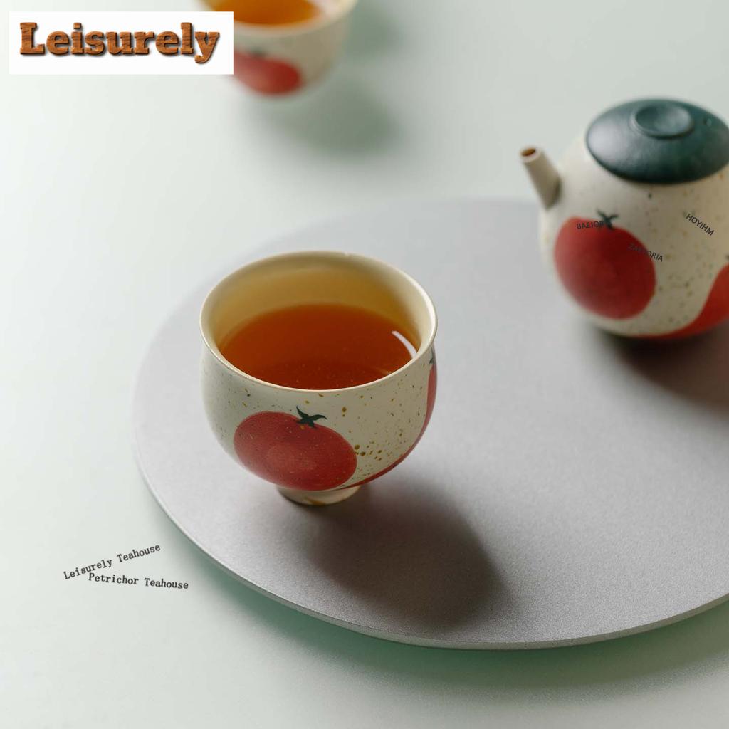 HOYIHM 111ml Hand-painted Persimmon Teacup Boutique Tea Bowl Tea Pair Tea-tasting Personal Cup Chazhan Master Cups Tableware