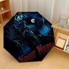 Niestandardowy Tekst Automatyczny Parasol 8 Żebrowy, Przenośny Parasol Chroniący Przed Słońcem i Deszczem Piątek Trzynastego Jason Voorhees