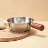 Portable 201 Stainless Steel Pot Walnut Wood Handle Salad Bowl New Small Pot Bowl  Cooking Tool