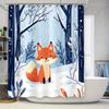 Charming Winter Fox Shower Curtain For Kids - Cute Animal Design Waterproof Bath Decor With Ring Waterproof Durable Easy-Clean