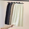 Autumn/Winter 2025 High-Waisted Drawstring Fringe Midi Knit Skirt for Women