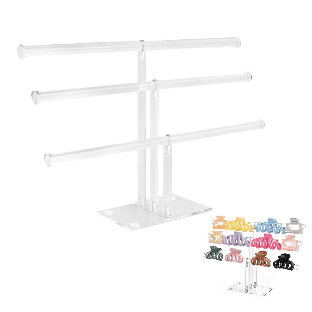 Stylish Acrylic Claw Clip Storage Stand 3 Tiers Transparent Rack for Displaying Hair Accessories Bedrooms Supplies