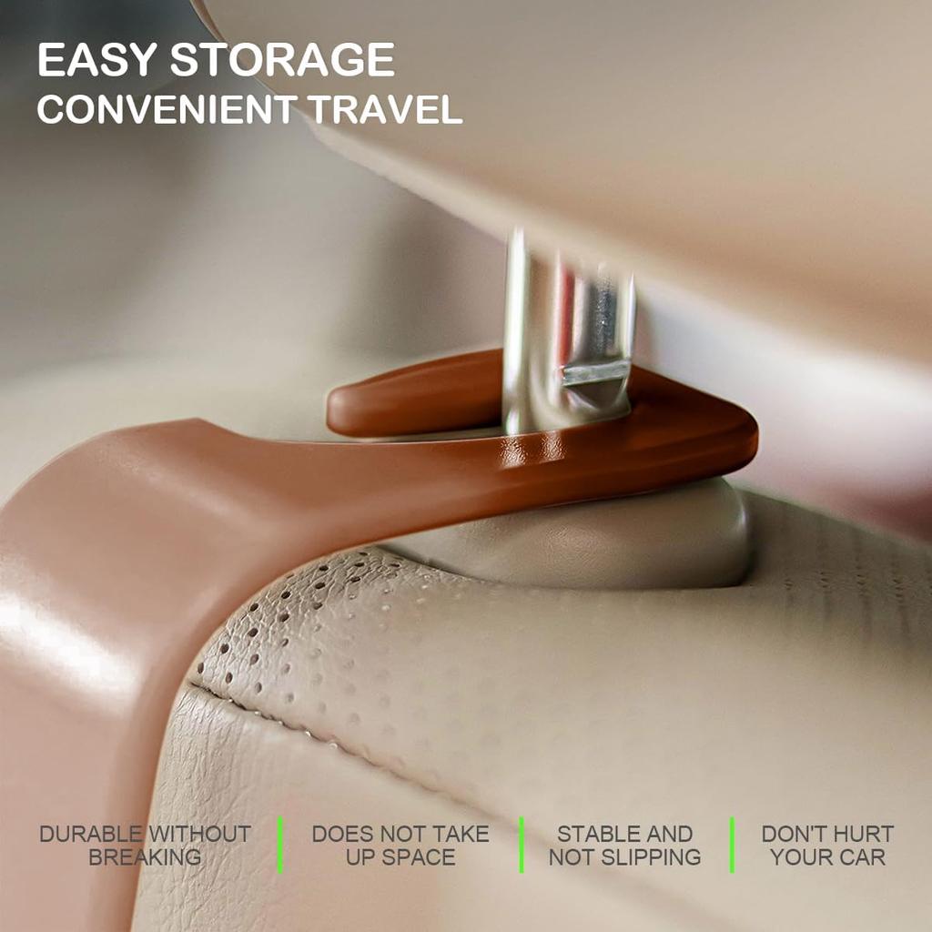 Car Seat Headrest Hook, 4 Pack Auto Seat Hanger Storage Organizer for Purse Handbag Coats Grocery Bags, Automotive Interior Accessories, Universal