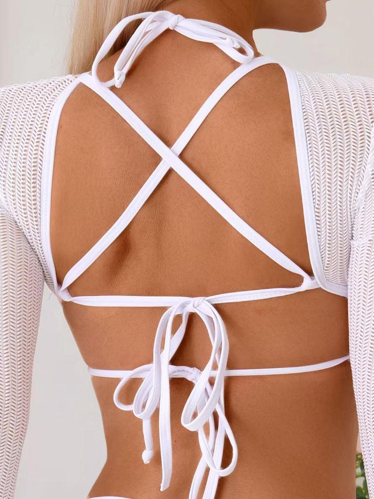 2025 Luxus Europäisch/Amerikanisches Träger-Bikini & Netz-Überwurf-Set