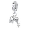 WOSTU Valentine Series 925 Silver Love Heart Charms Key Pendant Murano Glass Bead Fit Bracelet Jewelry Making Gift For Lover Her