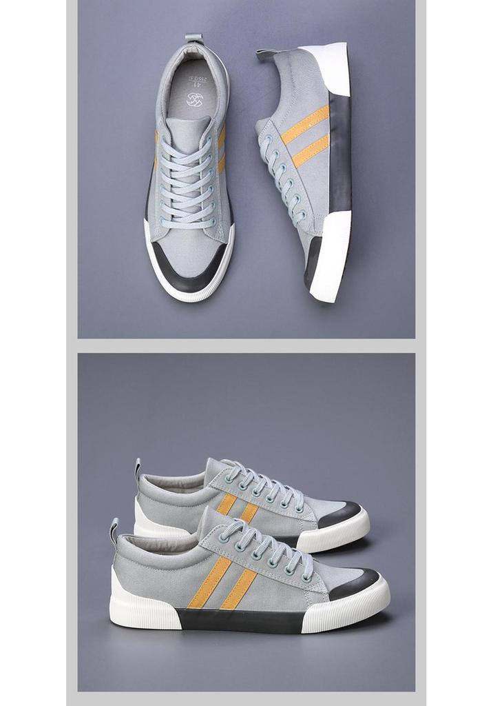 Men's Trendy 2026 Spring Low-Top Breathable Canvas Skate Shoes - Korean Style Casual Flats