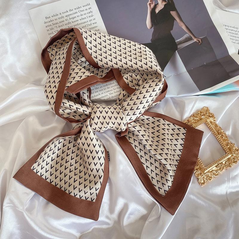 New Small Long Silk Scarf Women Tie Bag Headband Horse Printing Hairband Scarves Korean Style Neckerchief Ribbon Luxury Brand