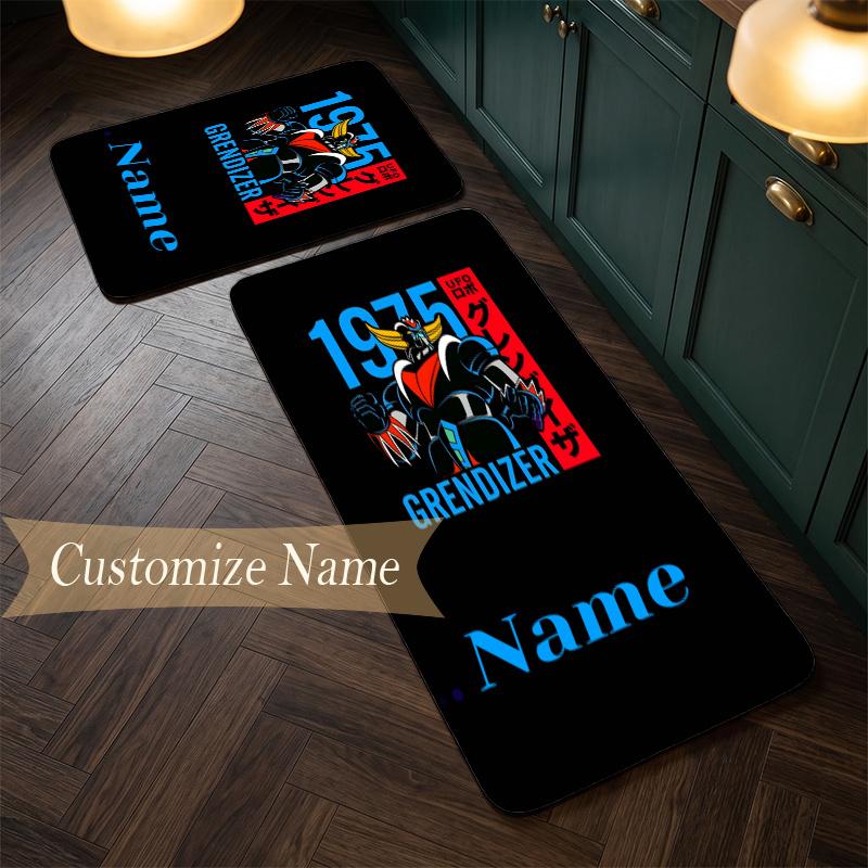 Mazinger (1) Customize Name Flannel Kitchen Mat Soft Non-Slip Kitchen Floor Runner Rug for Home Kitchen Decor
