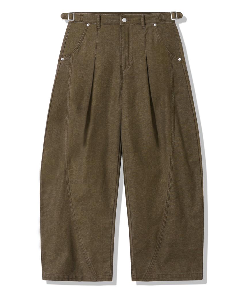 TRILLION Adjust Pigment Curved Cotton Pants_Khaki Brown