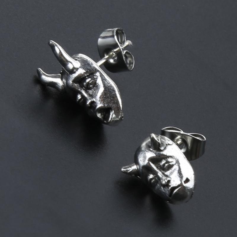 Modische Teufel Prajna Totenkopf Ohrstecker Trend Gehörnter Dämon Babygesicht Ohrringe Coole Ohrstecker Schmuck Anhänger für Unisex