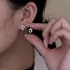 Korean Retro Geometric Heart S925 Sterling Silver Earrings