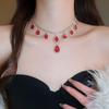 Elegant Rhinestone Tassel Geometric Water Drop Necklace & Earring Set