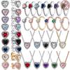 925 Silber Herzform Set, hochwertiges Charm Zirkon farbiger Ring Halskette Ohrring Set, modischer Damenschmuck