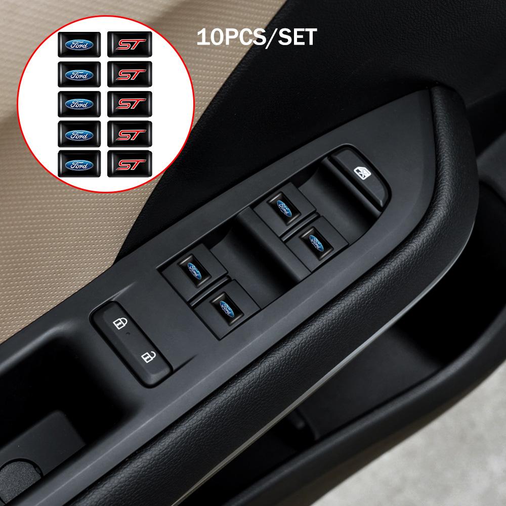 GUVR5 10pcs 3D Epoxy Resin Car Logo Sticker Badge Decoration Accessories Auto Styling For Ford Focus Fiesta MK4 Kuga Mondeo MK2 Ranger