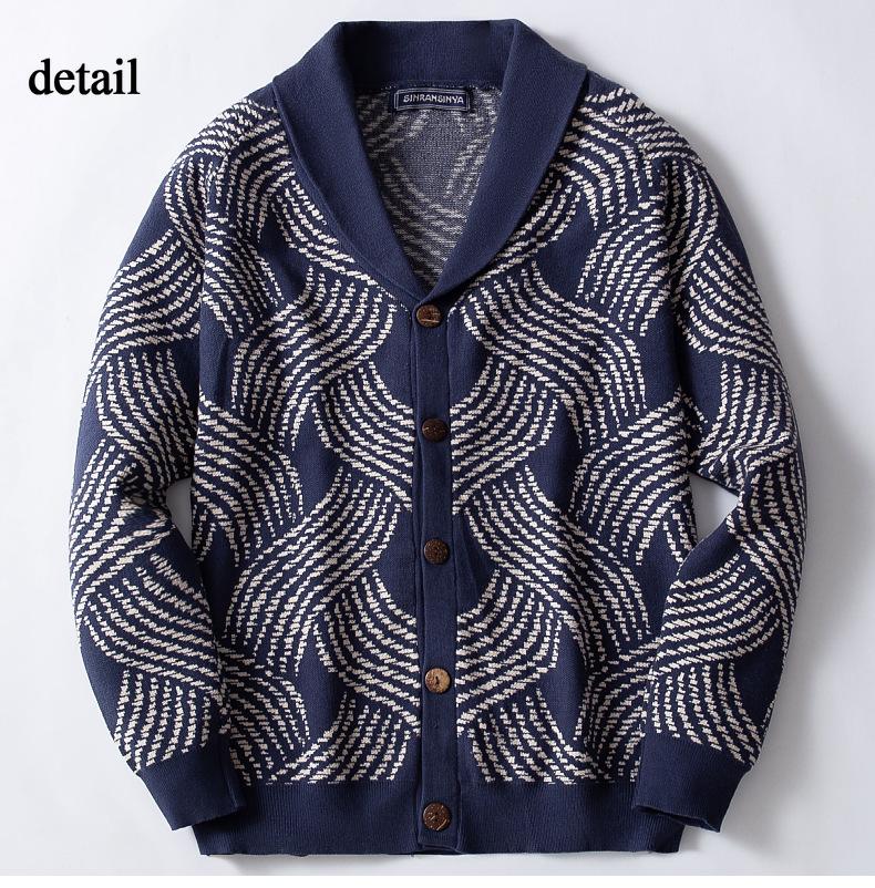 Vintage Cardigans for Men Shawl Collar Knit Cardigan Sweaters Button Down Knit Sweater Casual Long Sleeve Cardigan Men's Spring Fall Knitted Jacket