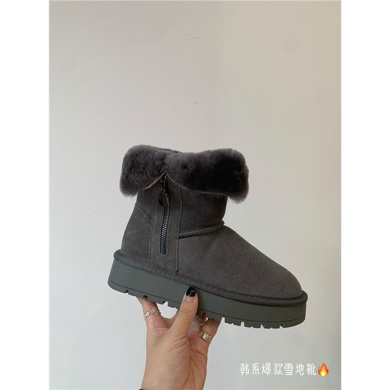 

женские зимние сапоги-дутики на толстой подошве 2-в-1, новые модели 2025 года, утепленные и утолщенные теплым мехом, цельные большие хлопковые сапоги 40