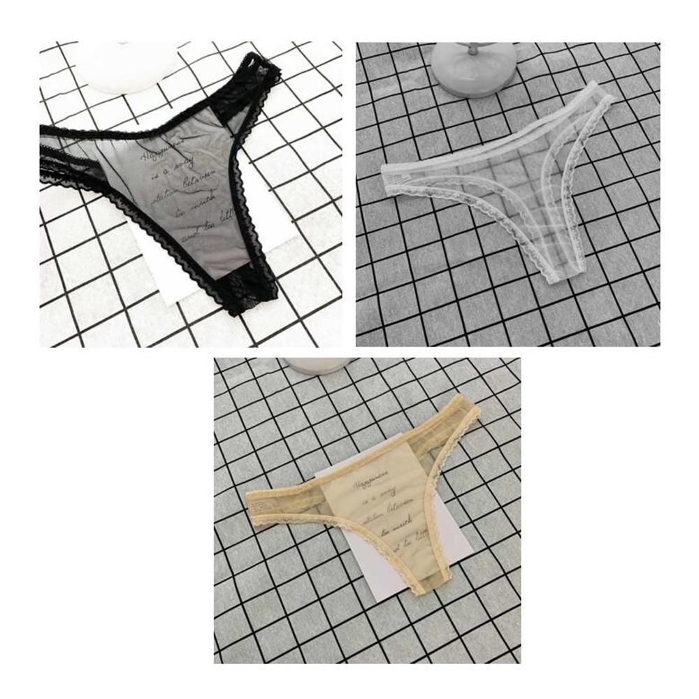 1PCS Transparent Ultra Thin Sexy Thong Women Lace G String Panty Low Waist Ruffles Underwear
