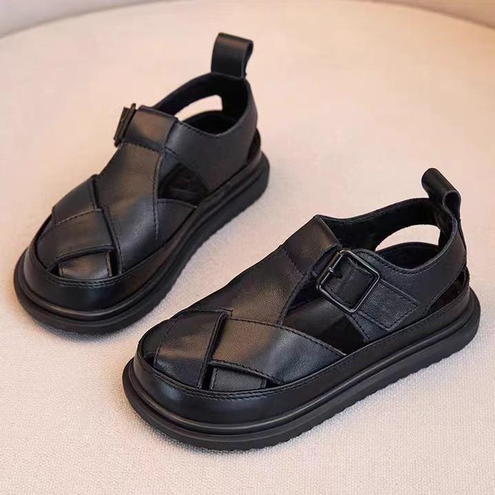 Genuine Leather Women's Height-Increasing Casual Shoes - Summer 2026 New Fashion Lightweight Half-Slippers