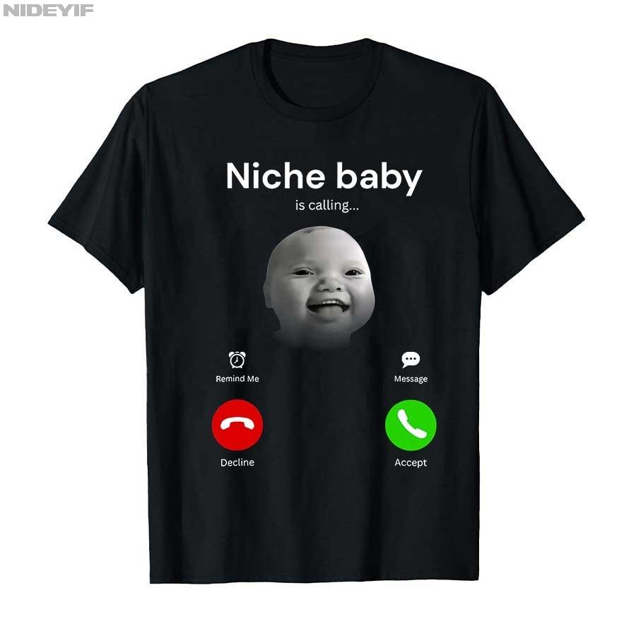 Funny AI Baby Holding Laugh Meme Viral Trend T-shirt For Men Women 100% Cotton T Shirts Short Sleeve Tops 1121-2