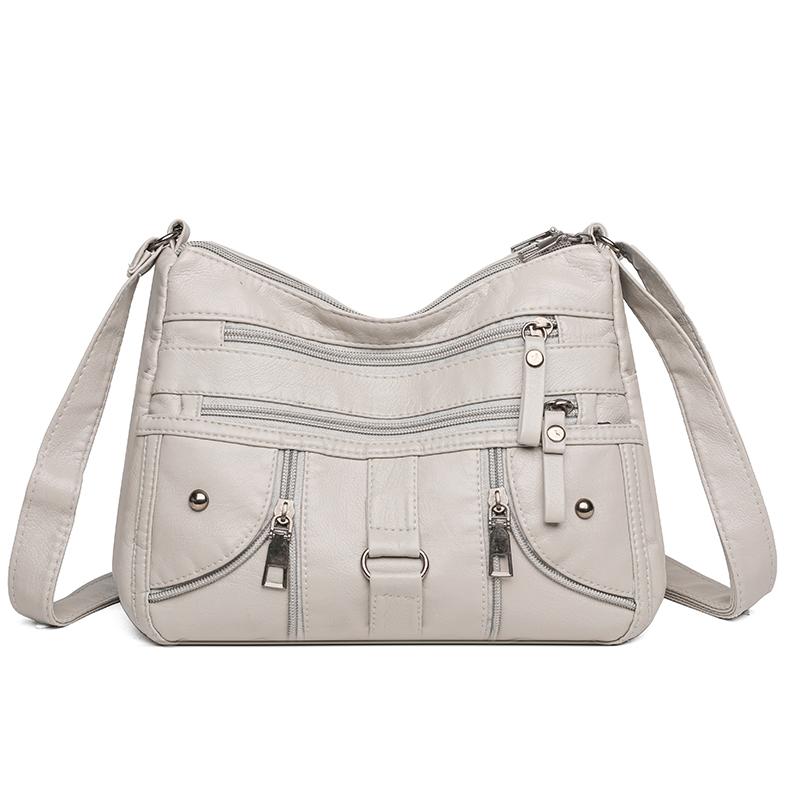 Double Layer Small Square Bag Soft Leather Mother Bag Large Capacity Single Shoulder Crossbody Bag