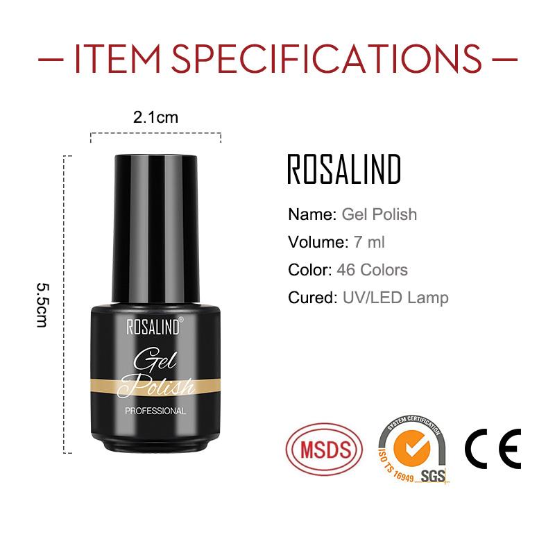 ROSALIND 7ml Soak Off Gel Polish Bright For Nail Art Design LED/UV Lamp
