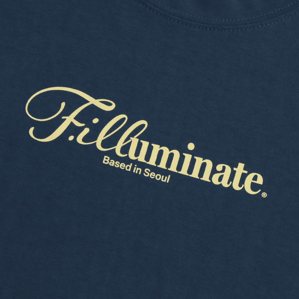 FILLUMINATE (W) Cursive Crop Tee-Navy