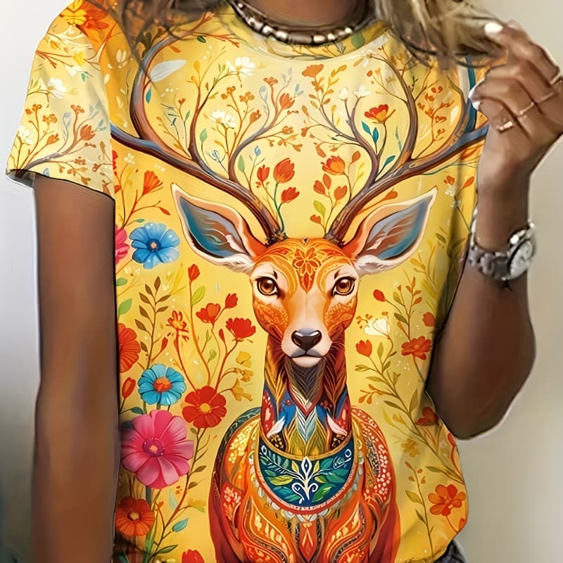 Round neck T-shirt, casual short-sleeved T-shirt, fashionable short-sleeved round neck top S