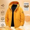 Graphene Windproof Wool Hooded Winter Coat - Warm, Thickened Cotton for Couples